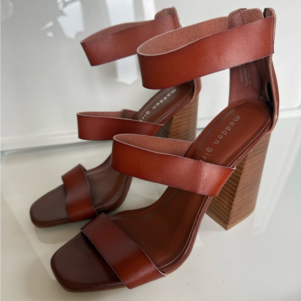 Madden Girl Women's Red Strappy Block Heels